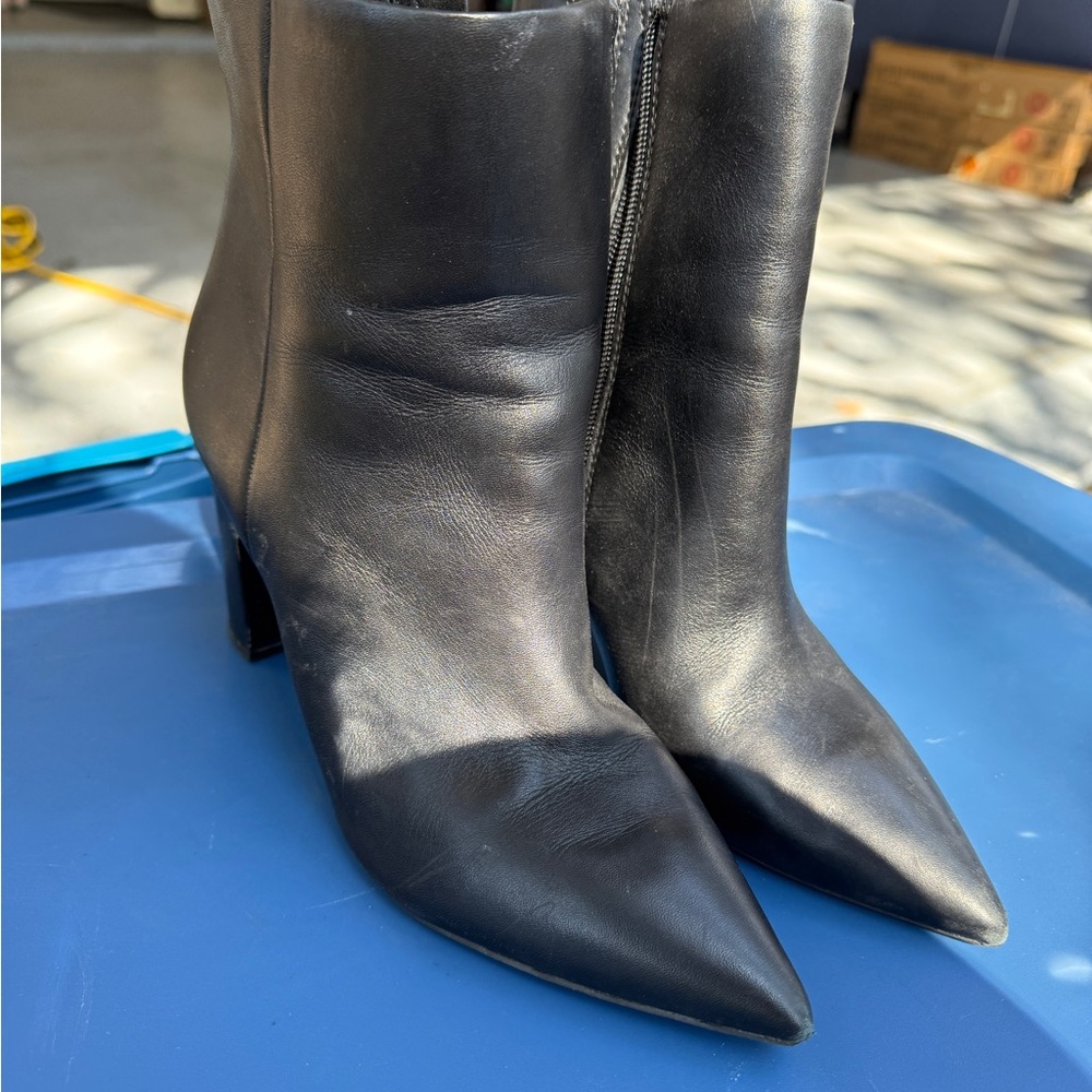 Marc Fisher Black Leather Pointed Toe Boots